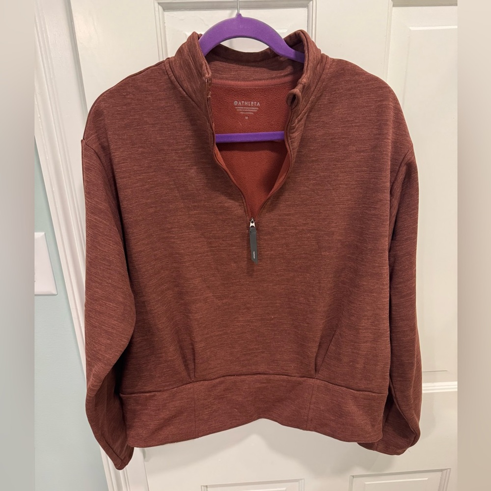 Athleta Women's Half-Zip Sweatshirt in Rust